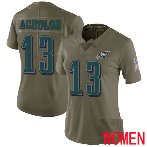 Women Philadelphia Eagles #13 Nelson Agholor Limited Olive 2017 Salute to Service Football NFL Jersey